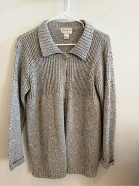 Vintage Jenny Gray Knit Cardigan Sweater Women’s Small Button Front